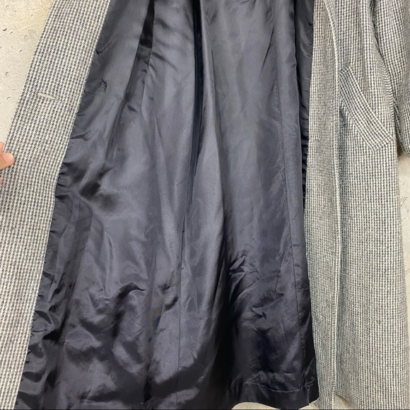 Vintage union made black white micro houndstooth unisex long pea coat - Picture 3 of 10